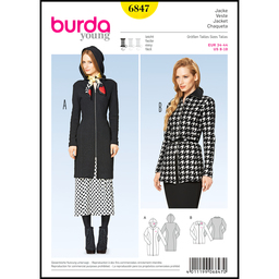 الگو خیاطی کت و ژاکت زنانه بوردا استایل کد 6847 سایز 34 تا 44 متد مولر