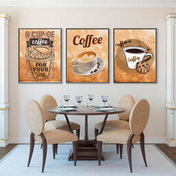 تابلو مدل آشپزخانه قهوه کد 14000501 مجموعه سه عددی... سایز 50.70