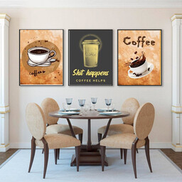تابلو مدل آشپزخانه قهوه کد 14000504 مجموعه سه عددی... سایز 30.40
