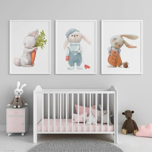 تابلو کودک طرح خانواده خرگوش ها کد TA112209 مجموعه 3 عددی... سایز 30.40