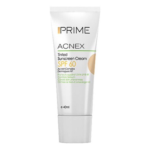 کرم ضد آفتاب رنگی پریم مدل Acnex SPF 60 مناسب پوست های چرب حجم 40 میلی لیتر