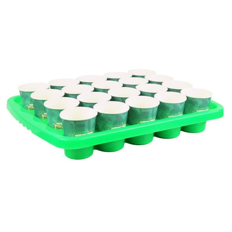 سینی پلاستیکی جا لیوان 20 تایی یک تیکه (700550) سبز 29