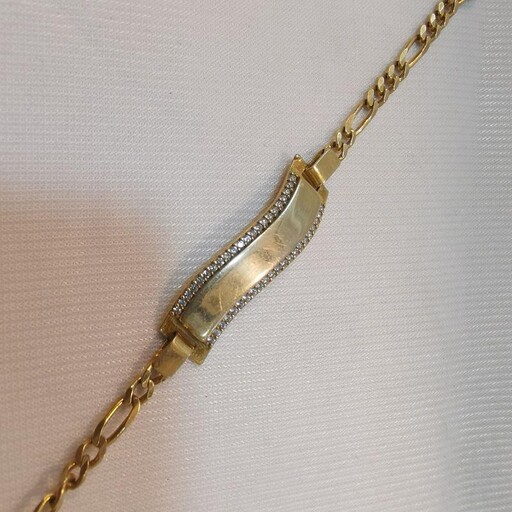 6-دستبند نقره عیار 925 با روکش اب رادیوم با سنگ زیرکن  (اب طلا زرد ) کد 3