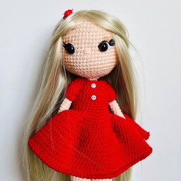 عروسک کاموایی دختر لباس قرمز کدA188