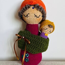 عروسک کاموایی زن روستایی و بچه کد A197