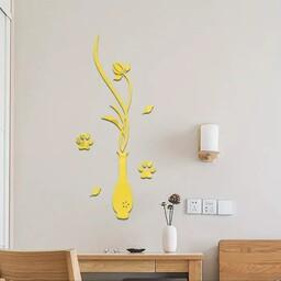 استیکر دیواری تیناری طرح گل و گلدون جنس مولتی گلاس