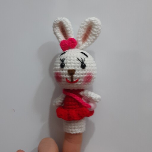 عروسک انگشتی بافتنی خرگوش (عروسک نمایشی)