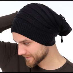 کلاه مردانه زمستانی  پشت بلند اسپرت تک رنگ و رنگ دلخواه  دست بافت با کاموای ترک 