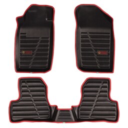 کفپوش سه بعدی خودرو لاستیک گیلان مدل چرمی دوردوز قرمز مناسب برای پژو 206 و 207 