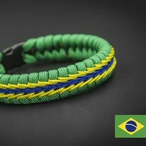 دستبند پاراکورد طرح پرچم برزیل - سگک دار  