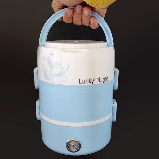 ظرف غذا lucky light دو طبقه (هیتر دار)ظرف غذا برقی مدل لاکی لایت-لانچ باکس برقی - ارسال رایگان