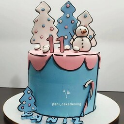 کیک خامه ای با تم زمستانی با تزئینات فوندانتی و وزن 2000گرم   هزینه ارسال به صورت پس کرایه میباشد