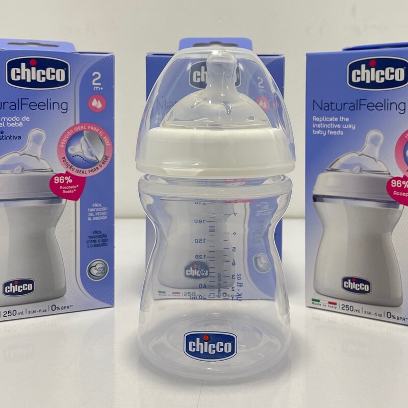 شیشه شیر نوزاد چیکو اصل - 250 میل - نچرال و آنتی کولیک - ضدنفخ - ساخت ایتالیا