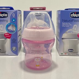 شیشه شیر چیکو ایتالیا - مناسب نوزاد - نچرال و ضدنفخ - شبیه سینه مادر - 150میل - آنتی کولیک