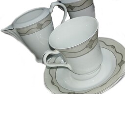 سرویس کامل 6 عدد فنجان و نعلبکی  و قوری و شیر دان چینی Royal porcelain co. 