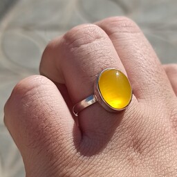 انگشتر نقره کار دست عقیق زرد شرف شمس اصل زیبا
