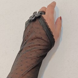 ساق دست انگشتی گلدار دانتل آلمانی مشکی