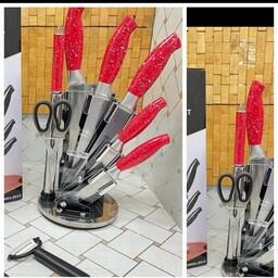 سرویس کارد آشپزخانه 9 تیکه تیغه کربن دسته ماربل در 3 رنگ مختلف مدل 2015 مارک کوندی ساخت چین