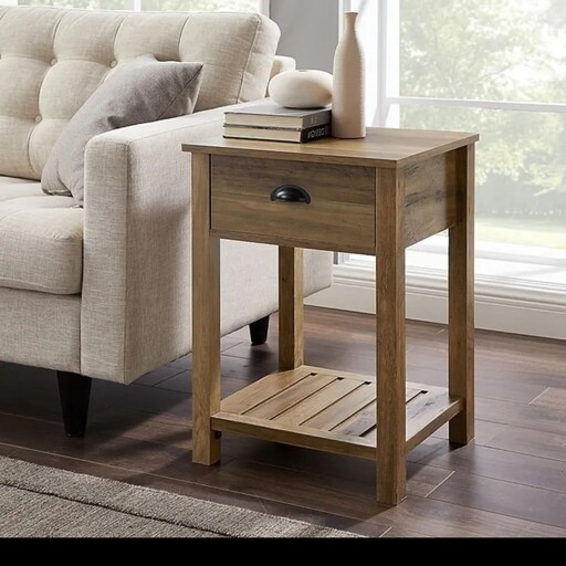 میز چوبی کنار مبلی کشو دار