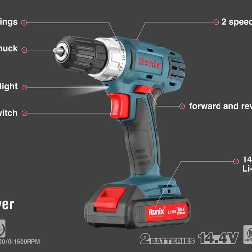دریل پیچ گوشتی شارژی 14 ولت رونیکس مدل 8014
