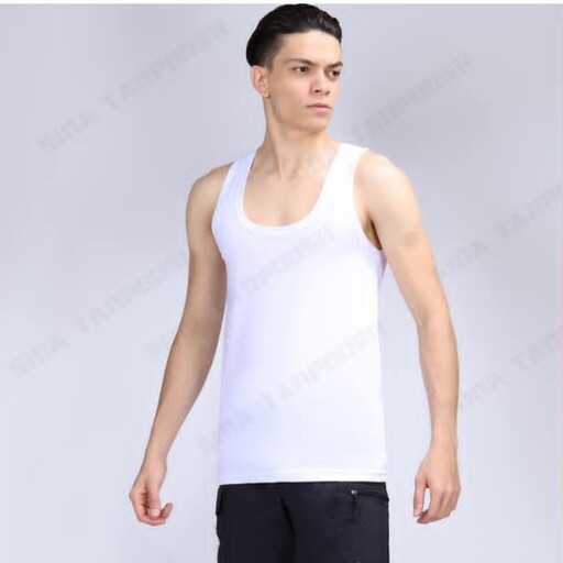 زیرپوش مردانه رکابی سایز L نخ پنبه اعلا  رنگ سفید مارک سینا تن پوش 