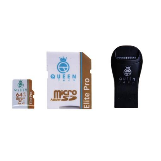 کارت حافظه microSDXC کویین تک Queen tech مدلElite pro 566X ظرفیت 32 گیگابایت به همراه آداپتور SD و کارت خوان