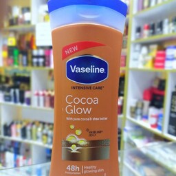 لوسیون بدن وازلین شکلاتی مدل Cocoa Glow حاوی عصاره کاکائو و شی باتر 