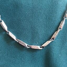 ست زنجیر و دستبند کبریتی نقره ای درشت استیل مردانه  