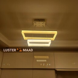 لوستر مدرن ماد مستطیل دو طبقه سه حالت آفتابی مهتابی نچرال با ریموت سایز سایز 80 در 40 60 در 30