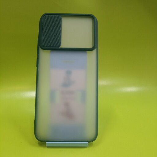 قاب سامسونگ a02s پشت مات محافظ لنز کشویی رنگ سبز لجنی 