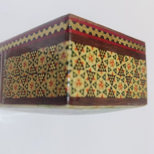 جعبه خاتم اصفهان جعبه تزیینی کشویی با طرح گل و مرغ مخصوص نگهداری سکه و انگشتر