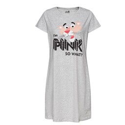 تیشرت لانگ  زنانه نخی  برند پینک پندر  PINK PANTHER طوسی با تصویر  پلنگ صورتی سایز  S(36تا 38)