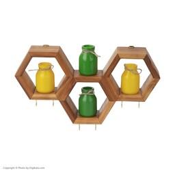 جا کلیدی دیواری چوبی مدل لانه زنبور عسل.ساخته شده با چوب توت ، گردو ،گیلاس و صنوبر .