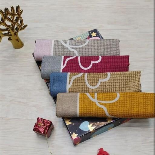 روسری نخی طرح دار چهار فصل قواره 100 با رنگبندی شاد و زیبا