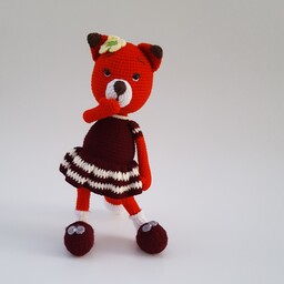 عروسک بافتنی روباه خانوم 30 سانت (ارسال رایگان)