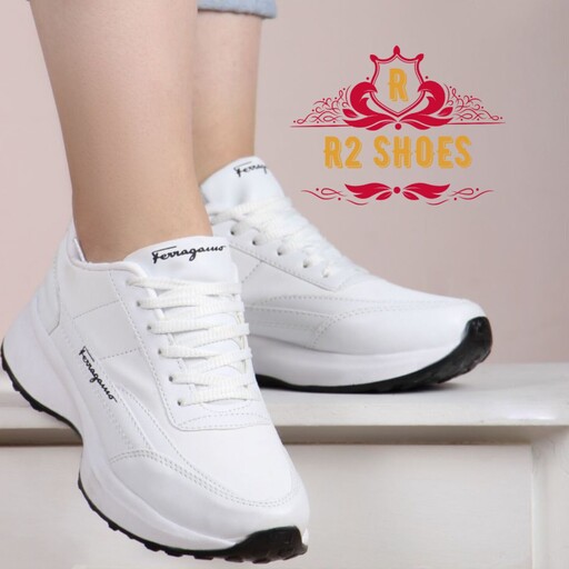 کفش زنانه - ونس ساقدار با دوام در رنگ سفید و مشکی  در سایز های مختلف 37 تا 40 مناسب برای تمام سنین -  کفش دخترانه