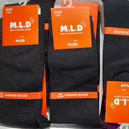 جوراب مردانه ساق بلند پنبه ریز بافت MLDمشکی بسته 12تایی