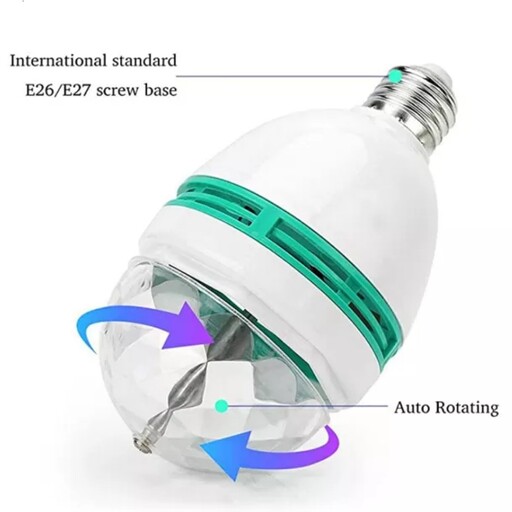 لامپ رقص نور 3 وات گردان دیسکویی پایه سفید سرپیچ معمولی 
