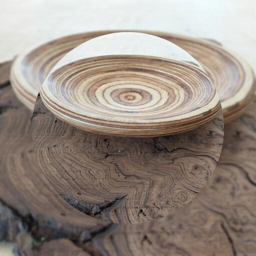 شیرینی خوری چوبی دایره ای شکل به صورت حجم تراشی شده ساخته شده از دو لایه پلای وود