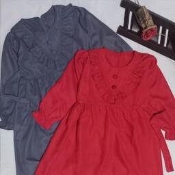 پیراهن دخترانه غزل،میکرو در سه رنگ قرمز و طوسی و سورمه ای یک تا دوازده  سال تولید بدون واسطه قیمت مناسب 