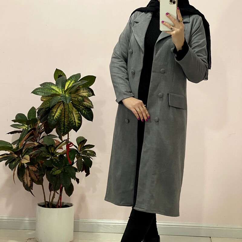 پالتو زنانه بلند، سوییت پشت غواصی درجه یک ، رنگ مشکی ،طوسی و شتری ، سایز 38 تا 48