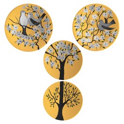 دیوارکوب پازلی درخت و پرنده شیک و فاخر مجموعه 4 عددی رنگ دلخواه