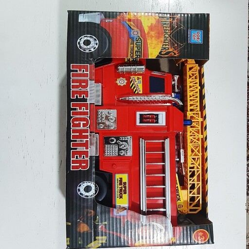 اسباب بازی ماشین آتش نشانی با جعبه مخصوص سایز بزرگ
