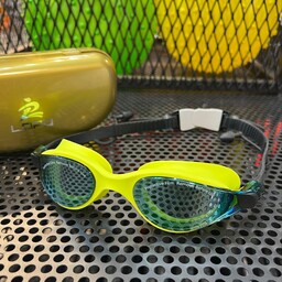عینک شنا اورجینال LOPOقاب طلایی سیلیکونی گوش گیر دار رنگ فسفری فروشگاه لباس ورزشی و بدنسازی کاراکو اسپرت 