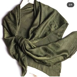 روسری نخی پتینه تک رنگ سبز،  قواره 120، در طرح های مختلف