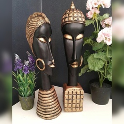 مجسمه زن و مرد افریقایی مجموعه 2 عددی 