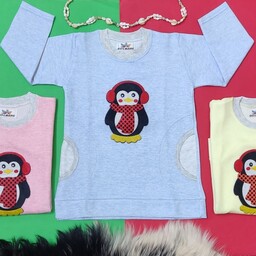 بلوز دخترانه طرح پنگوئن سرمایی در 3 رنگ؛ 4 تا 7 سال