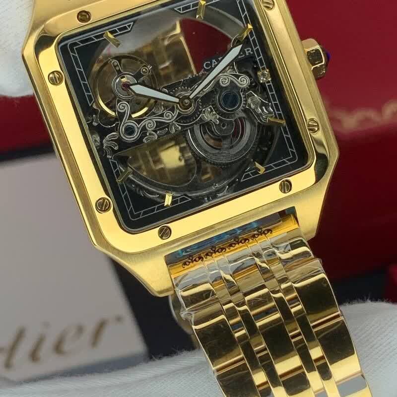 ساعت مچی مردانه کارتیر طلایی رنگ Cartier 