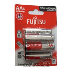باتری آلکالاین قلمی فوجیتسو اصل AA بسته 6 تایی ساخت ژاپن - بسته بندی اندونزی.