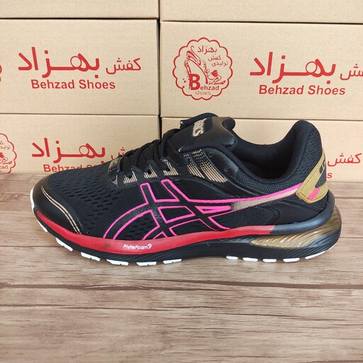 کتانی کفش آسیکس Asics مردانه پسرانه رنگ مشکی بنفش لژ4 سانتی کفی طبی رویه راشل خارجی سایز 41 تا44 سبک و راحت 